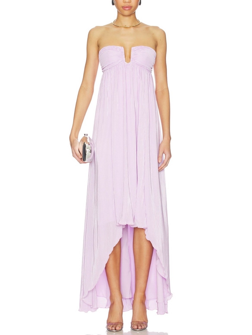 Lovers + Friends Pastel Lavender Strapless High-Low Maxi Dress